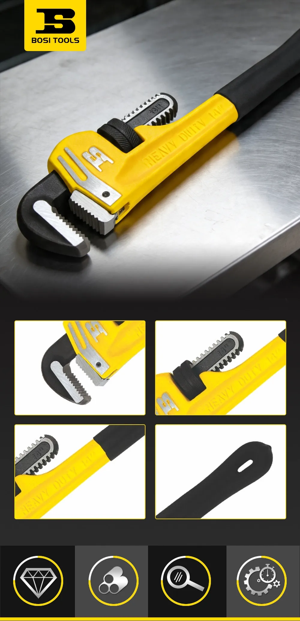 Plastic-coated Handle Heavy-duty Pipe Wrenches